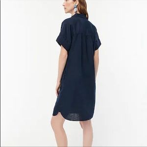 J. Crew Irish Linen Baird McNutt Navy Lagenlook Button Front Shirt Dress